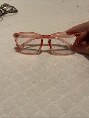 Clear Pink Square Frame FAKE Glasses